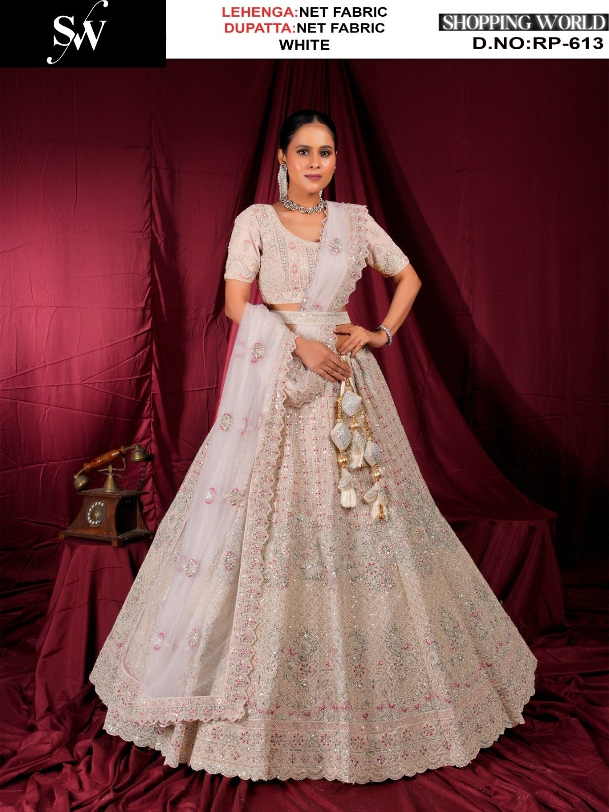Tremendous pink Net Lehenga