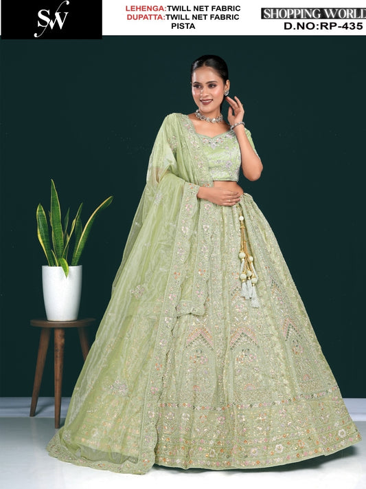 Something Different Light Rama green Twill Net Lehenga
