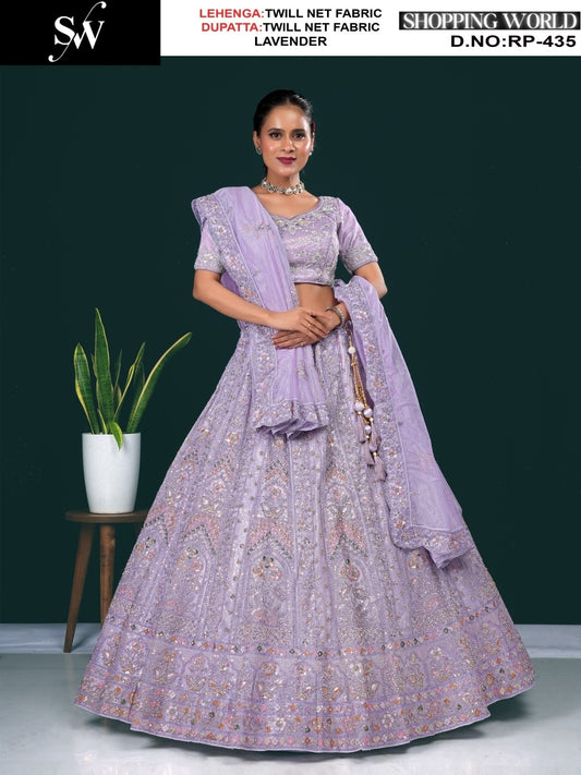 Designer Light Firozi blue Twill Net Lehenga