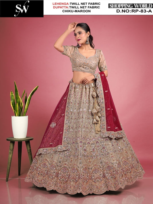 Elegant Dark purple Jamuni Twill Net Fabric Lehenga