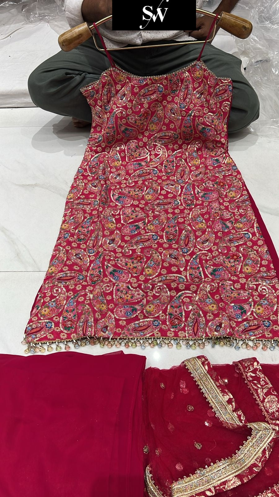 Fabulous Rani pink Shrug dress stitched suit ready to wear