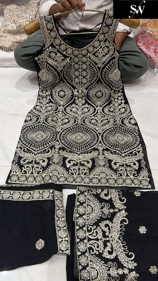 Awesome black Shrug dress stitched suit ready to wear