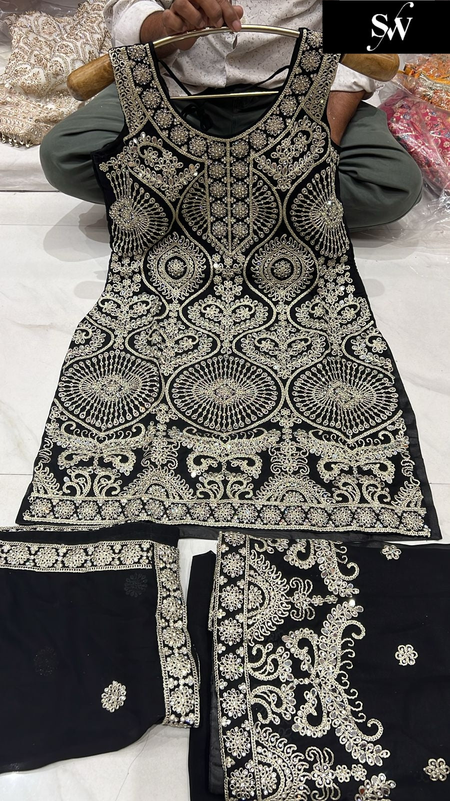 Awesome black Shrug dress stitched suit ready to wear