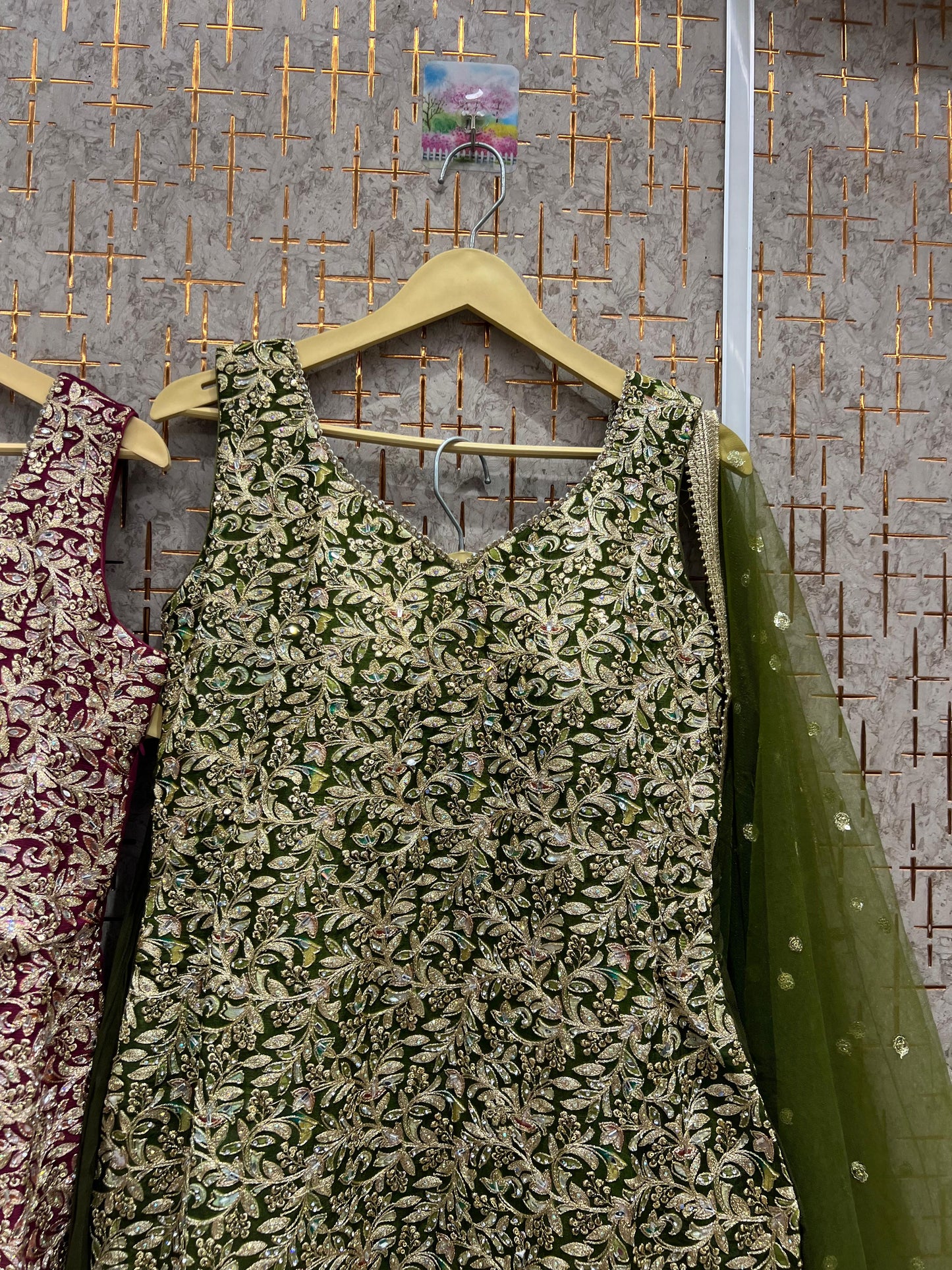 Lavishing green pink blue Shrug dress