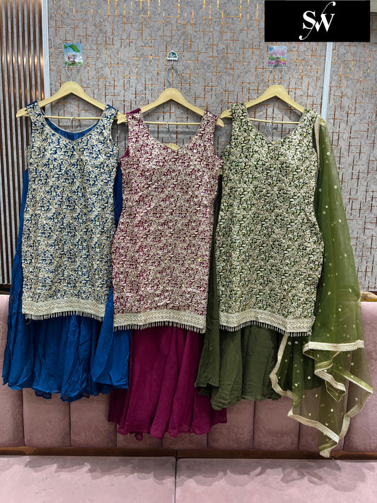 Lavishing green pink blue Shrug dress