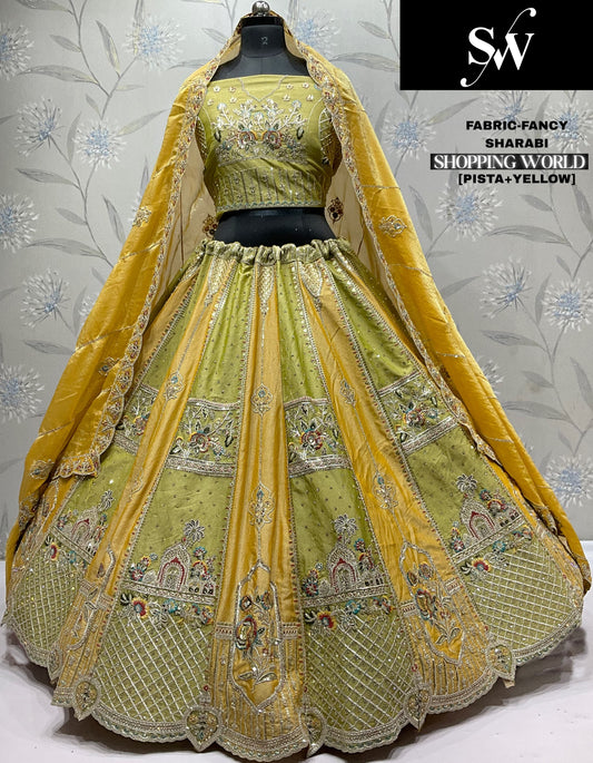 Amazing Rama green pink Fancy Lehenga