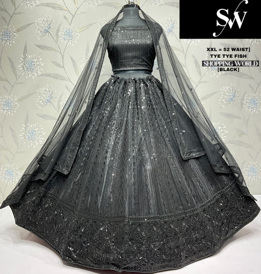 Awesome black xxl upto 52 waist Lehenga