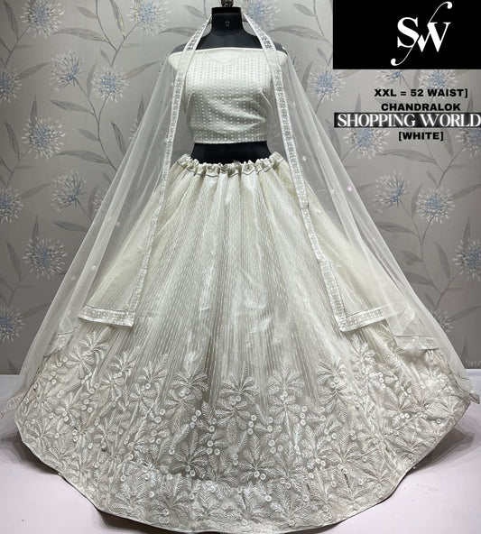 Attractive white xxl upto 52 waist Lehenga