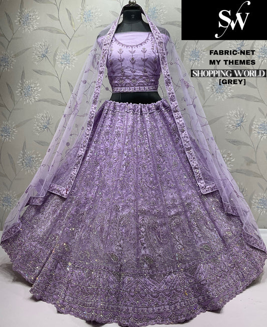 Pretty purple grey net Lehenga