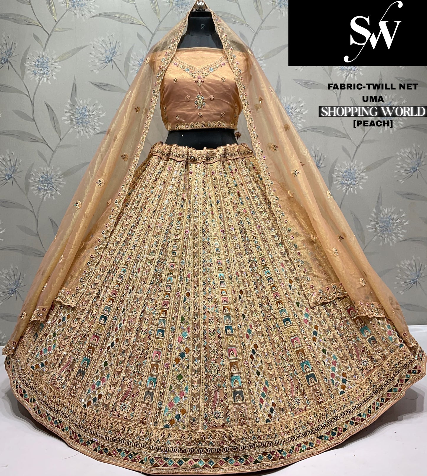 Astonishing white twill net lehenga