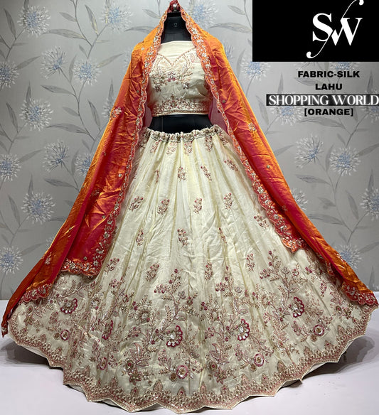Tremendous orange silk  Lehenga