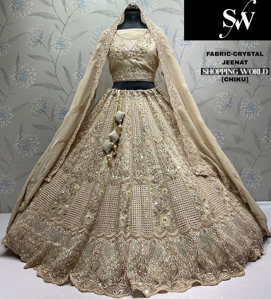 Glamorous pista green Crystal Lehenga