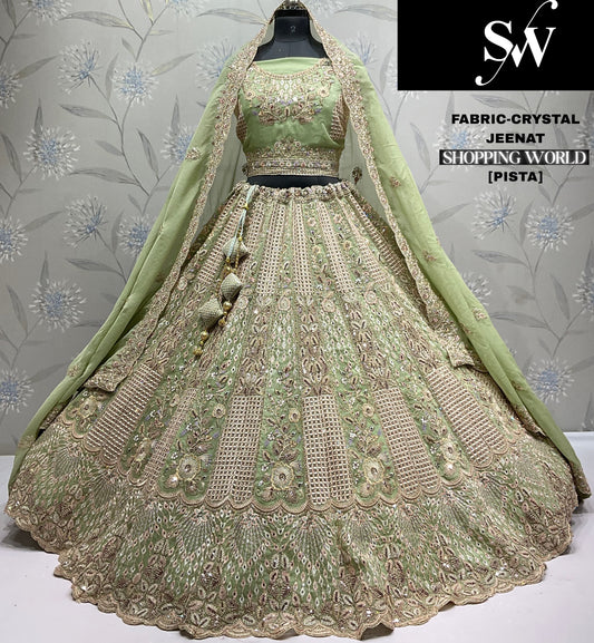 Embellished pink Crystal Lehenga