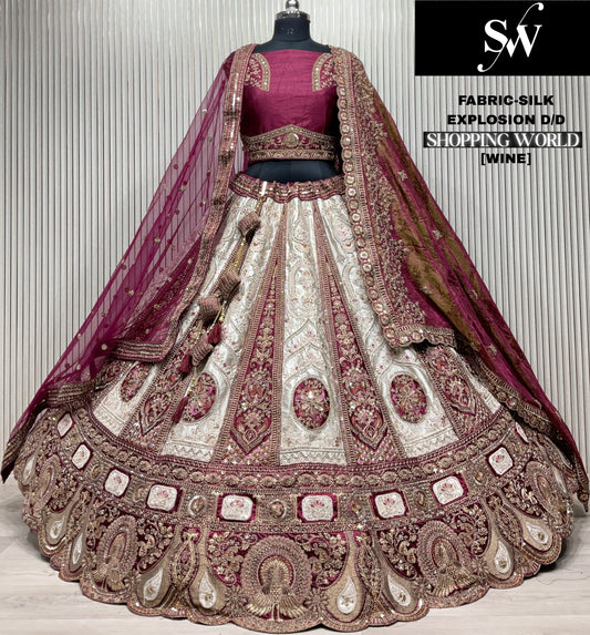 Good looking wine white double toneSilk Lehenga