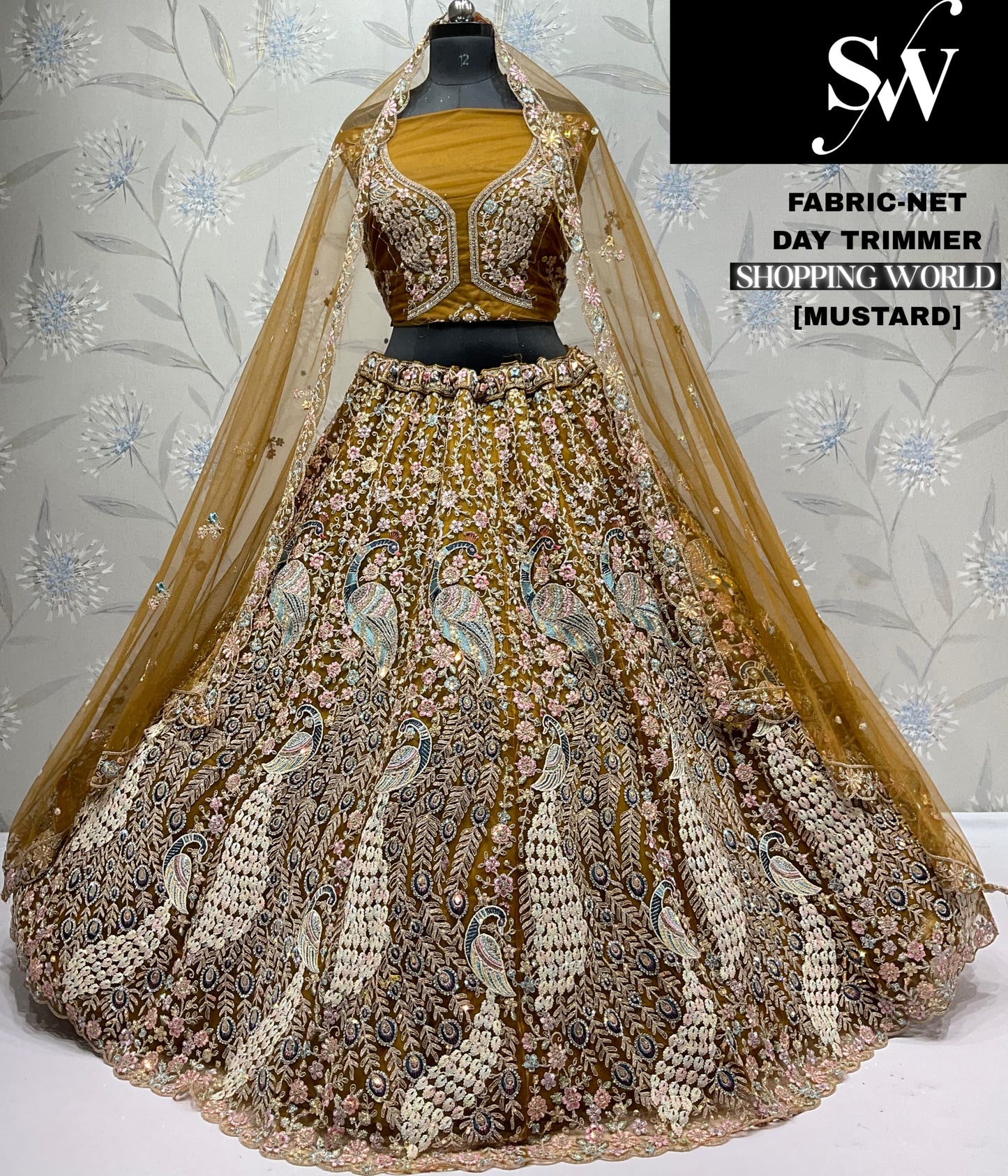 Khoobsurat Lavender peacock Net Lehenga