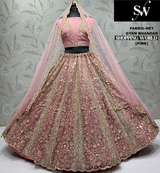 Designer Golden Net Lehenga