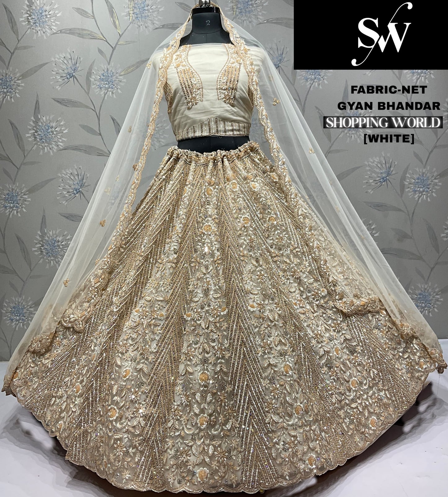 Designer Golden Net Lehenga