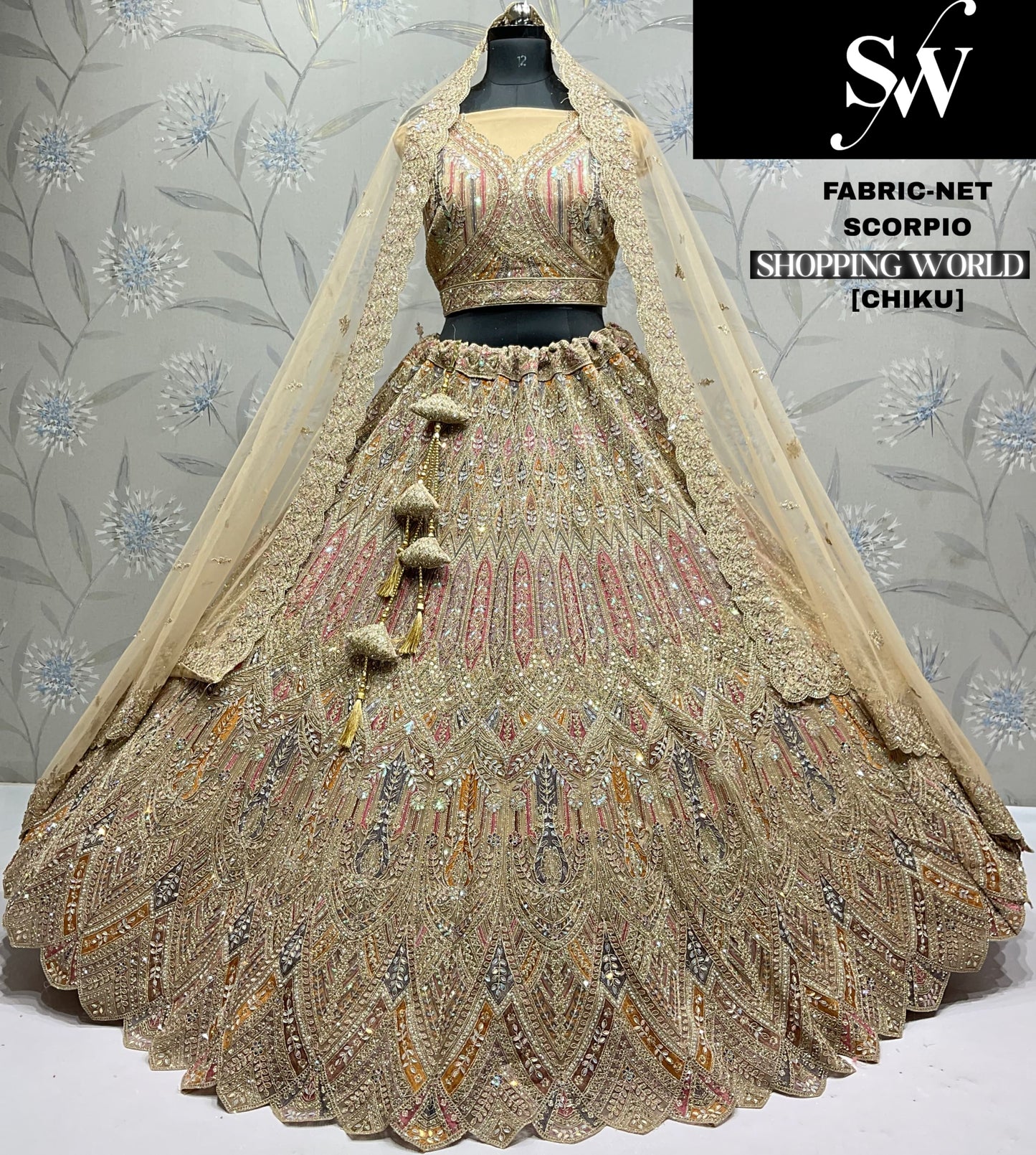 Delightful Mustard Net Lehenga