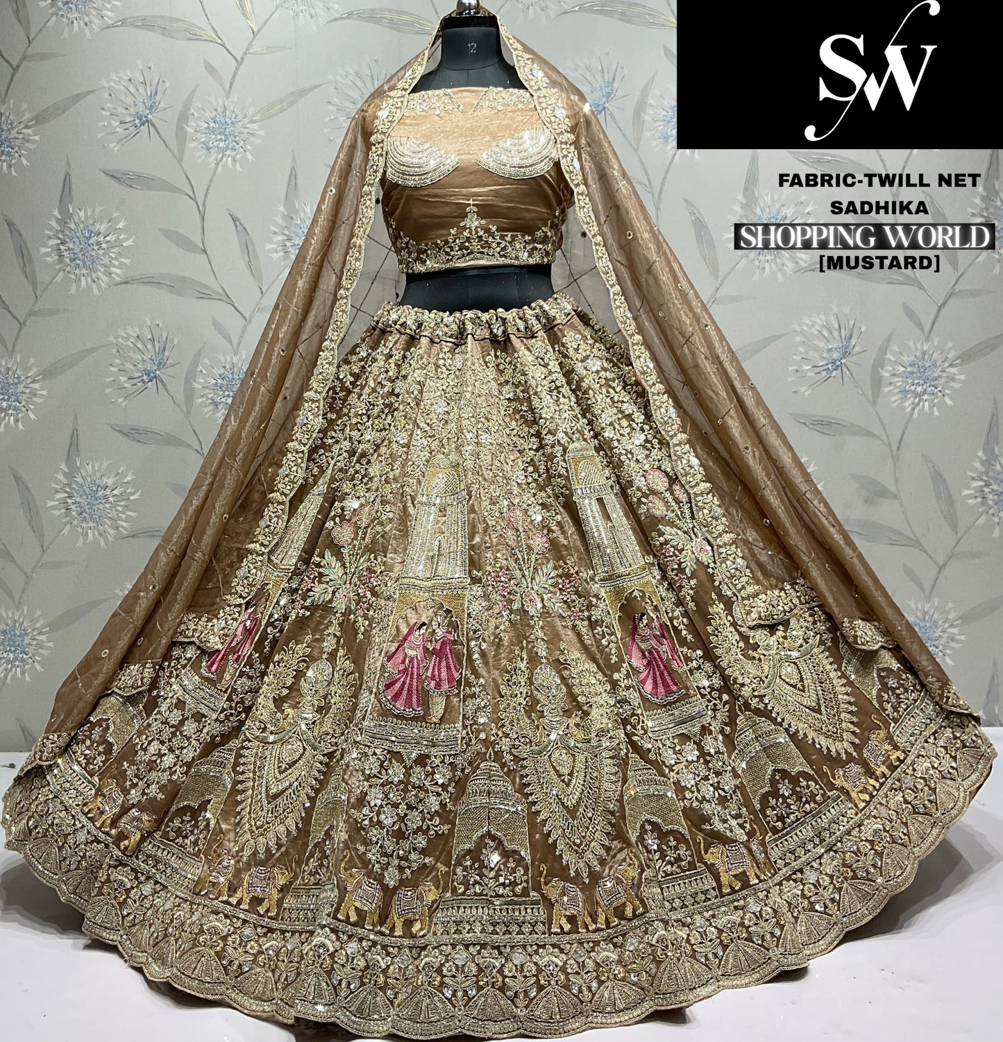 Lovely mehendi green Twill Net Lehenga
