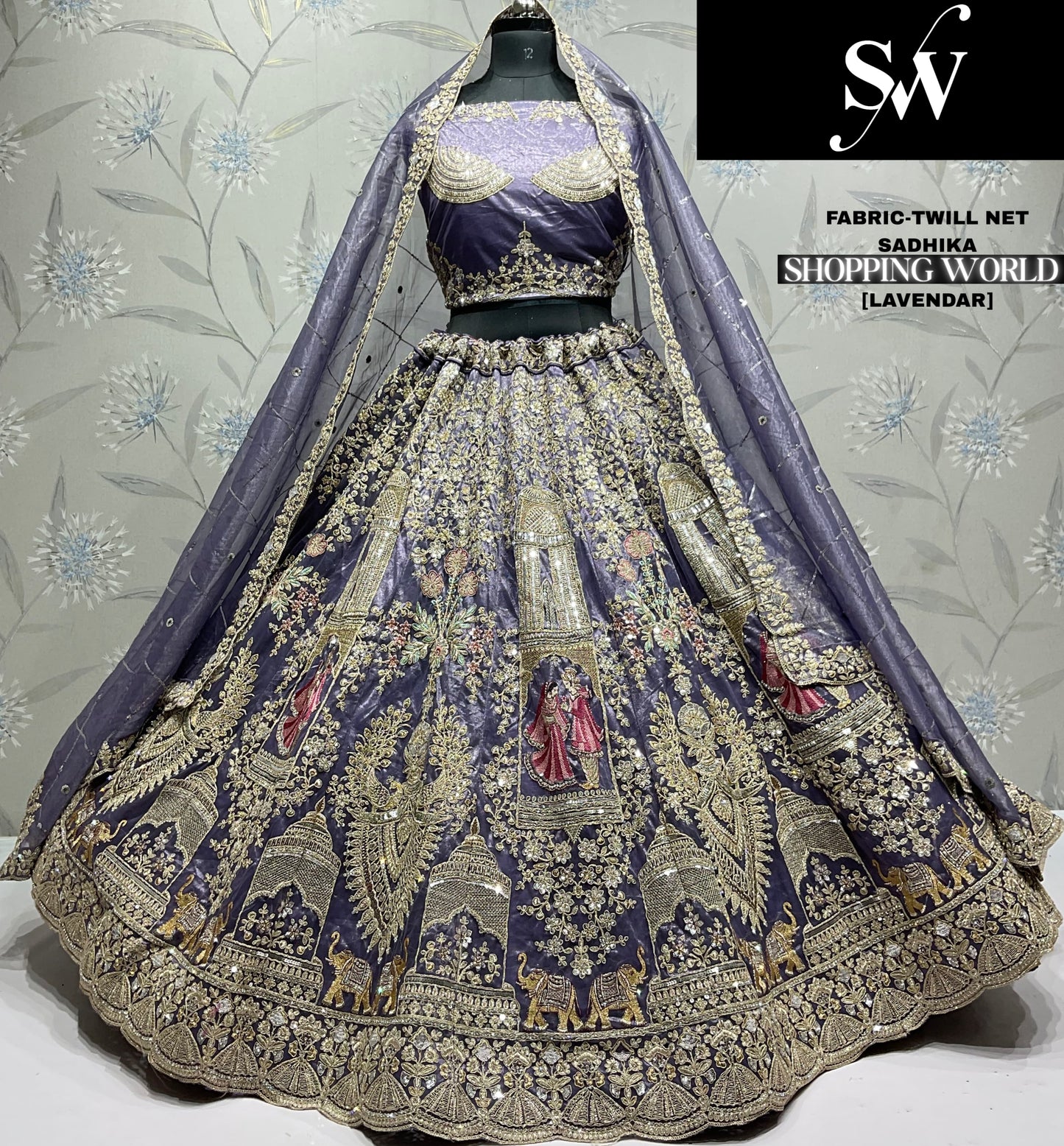 Khoobsurat Mustard Twill Net Lehenga