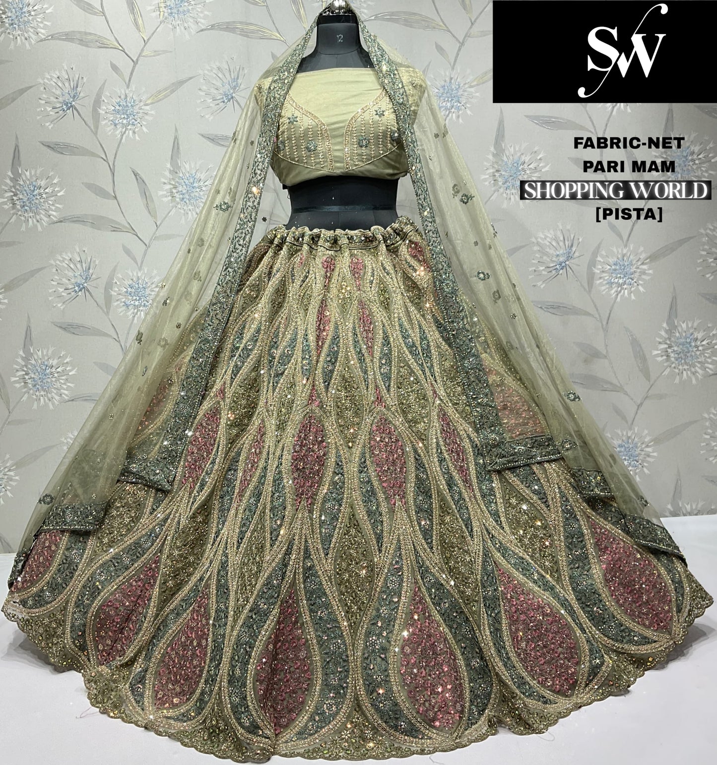 Engaging pink Net Lehenga