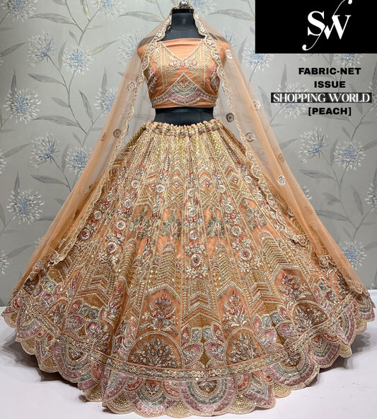 Fabulous peach Net Lehenga