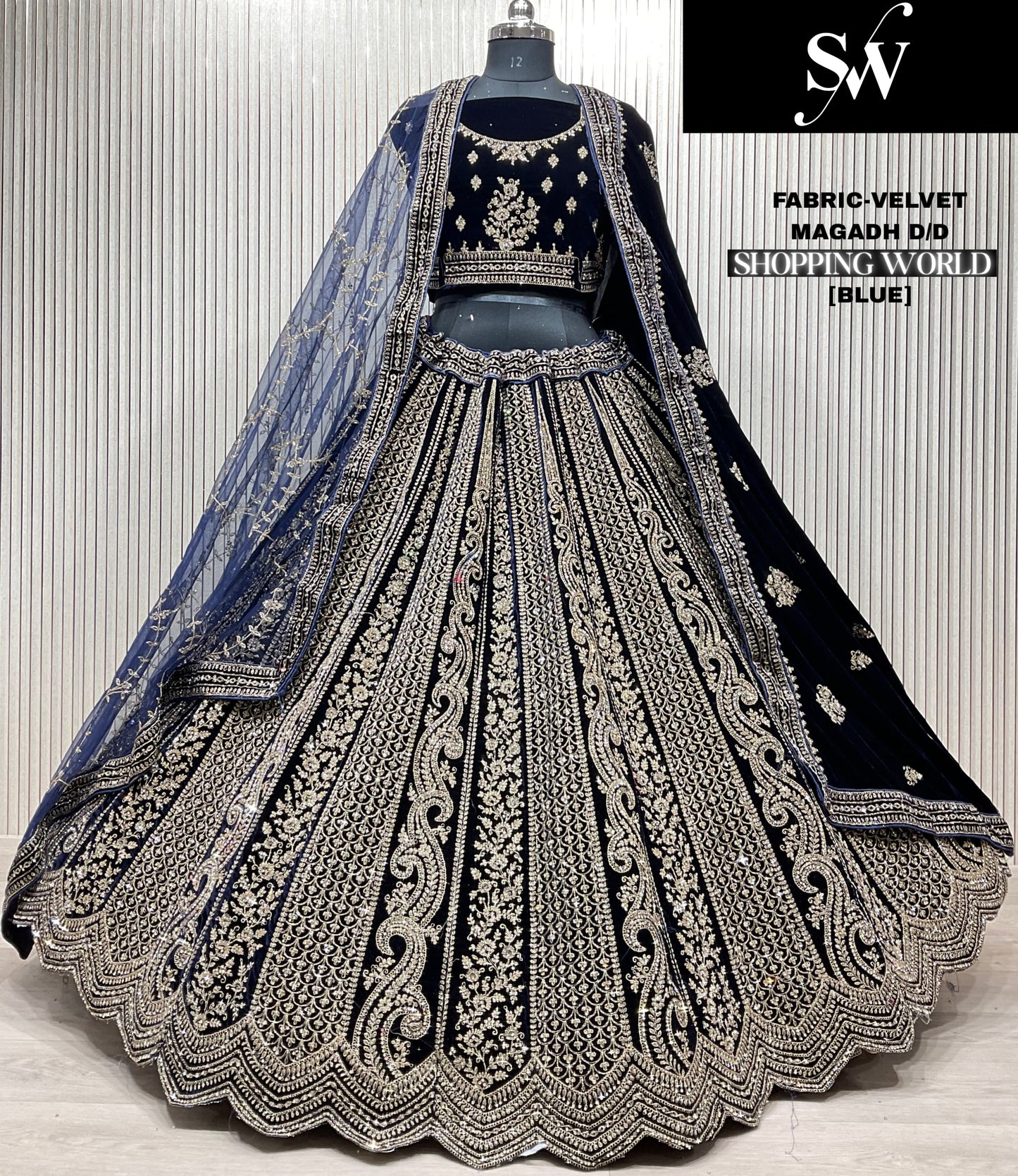 Charming Dark maroon Double Duptta Velvet bridal Lehenga