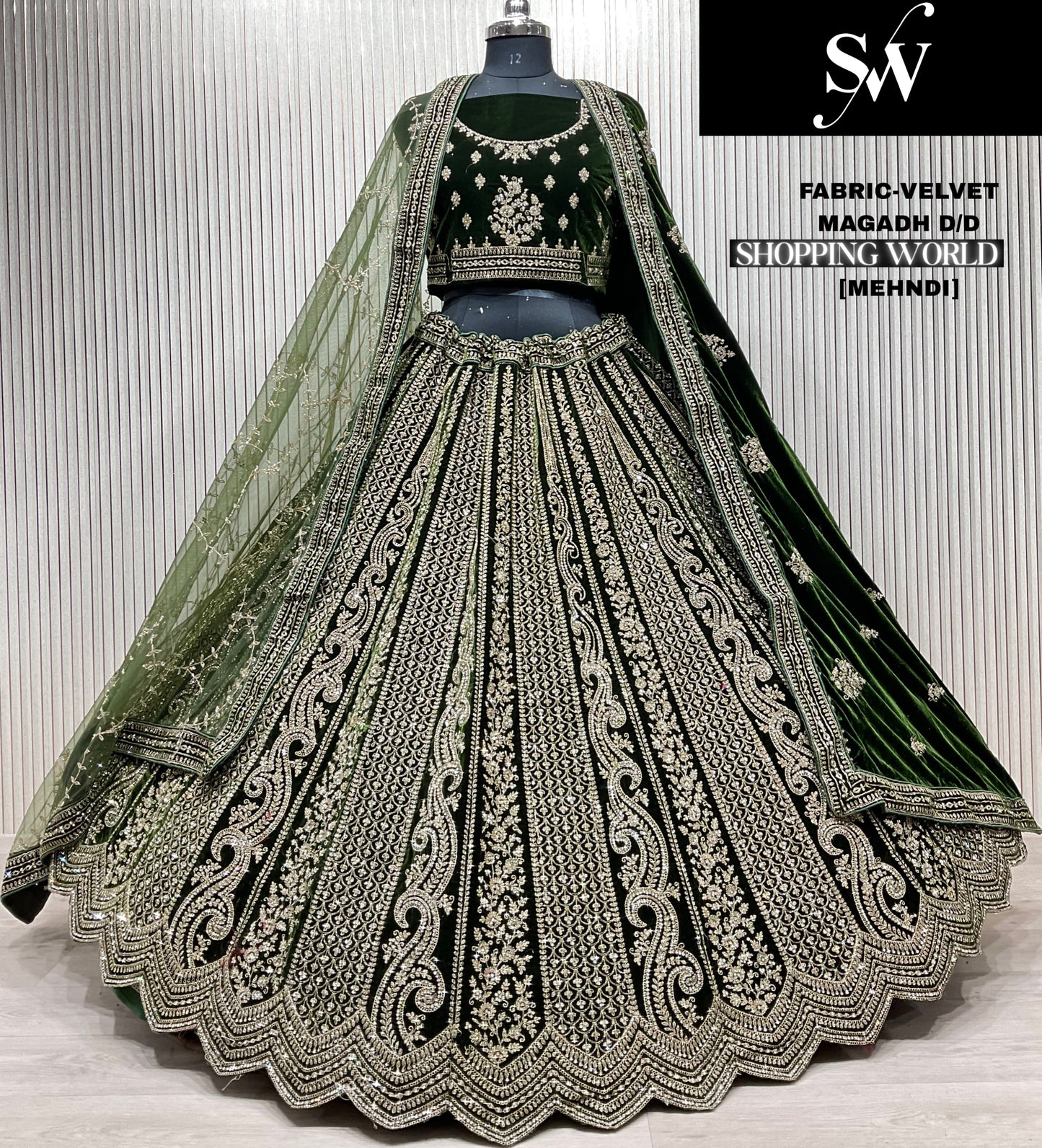 Tremendous Rani pink Double Duptta Velvet bridal Lehenga