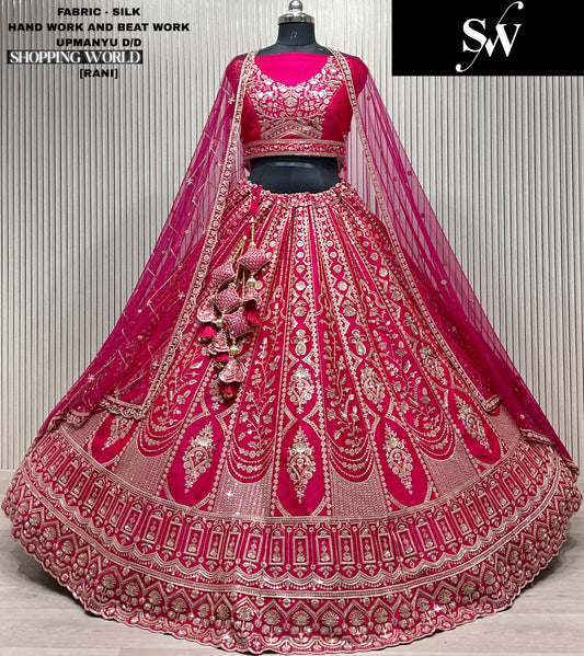 Fantastic Rust Double Duptta Silk bridal Lehenga