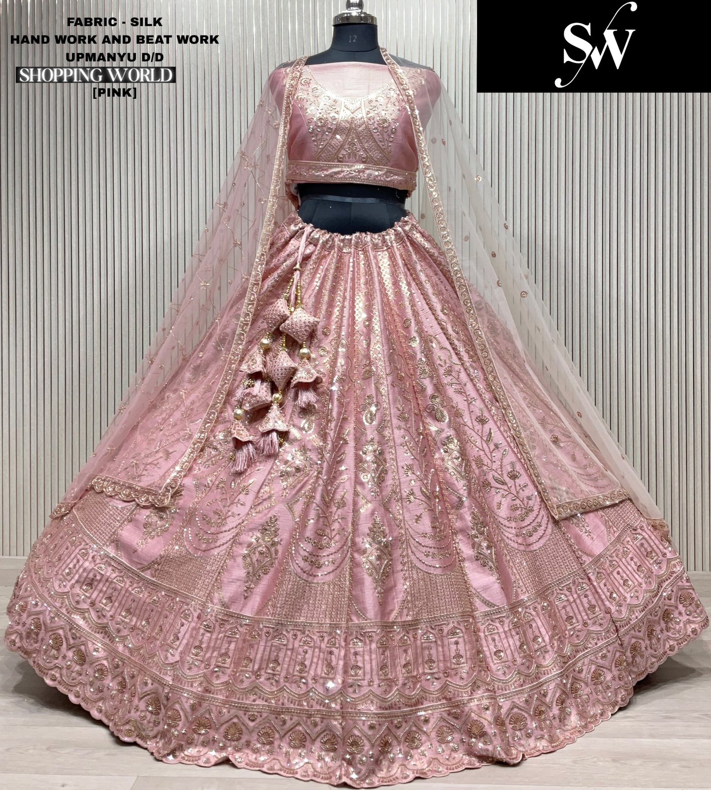 Fantastic Rust Double Duptta Silk bridal Lehenga