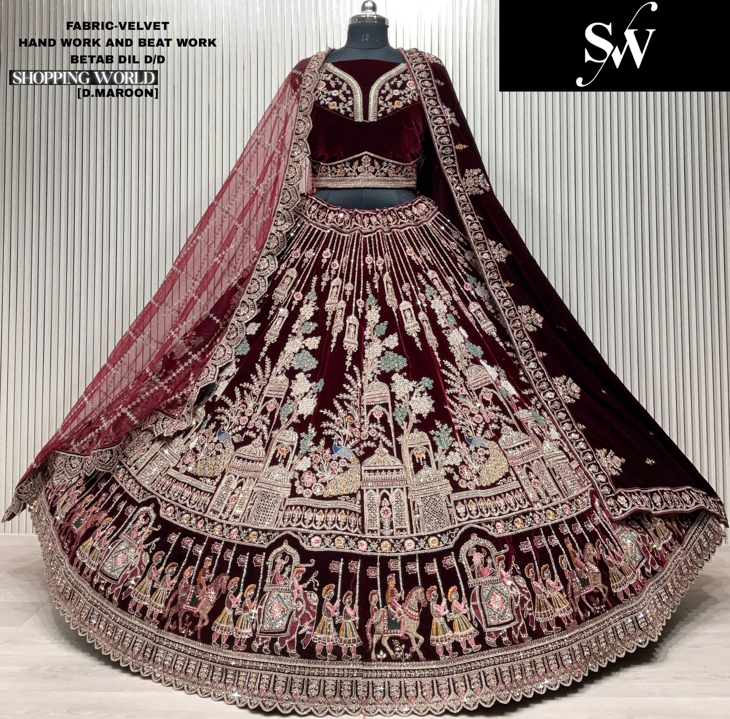 Gorgeous Rust Double Duptta Silk bridal Lehenga
