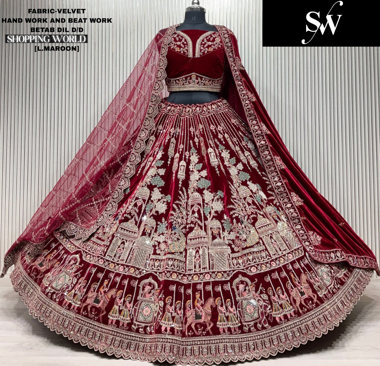 Lovely Rani pink Double Duptta Silk bridal Lehenga