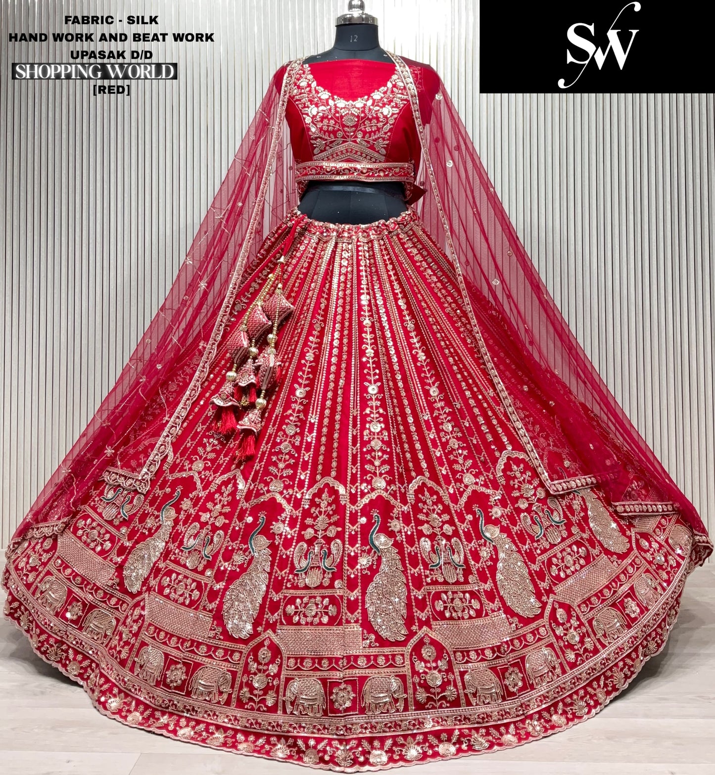 Khoobsurat rani pink peacock Double Duptta Silk bridal Lehenga