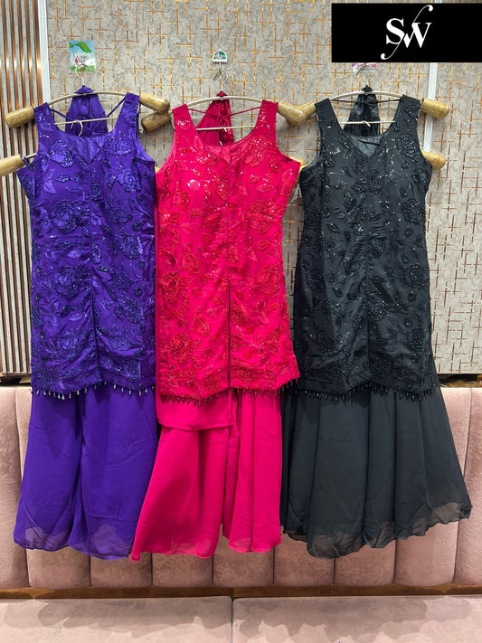 Engaging purple Hot pink Black Shrug dress