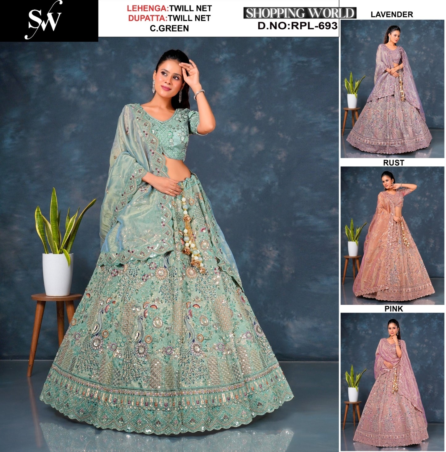 Pleasing Lavender Twill Net Lehenga