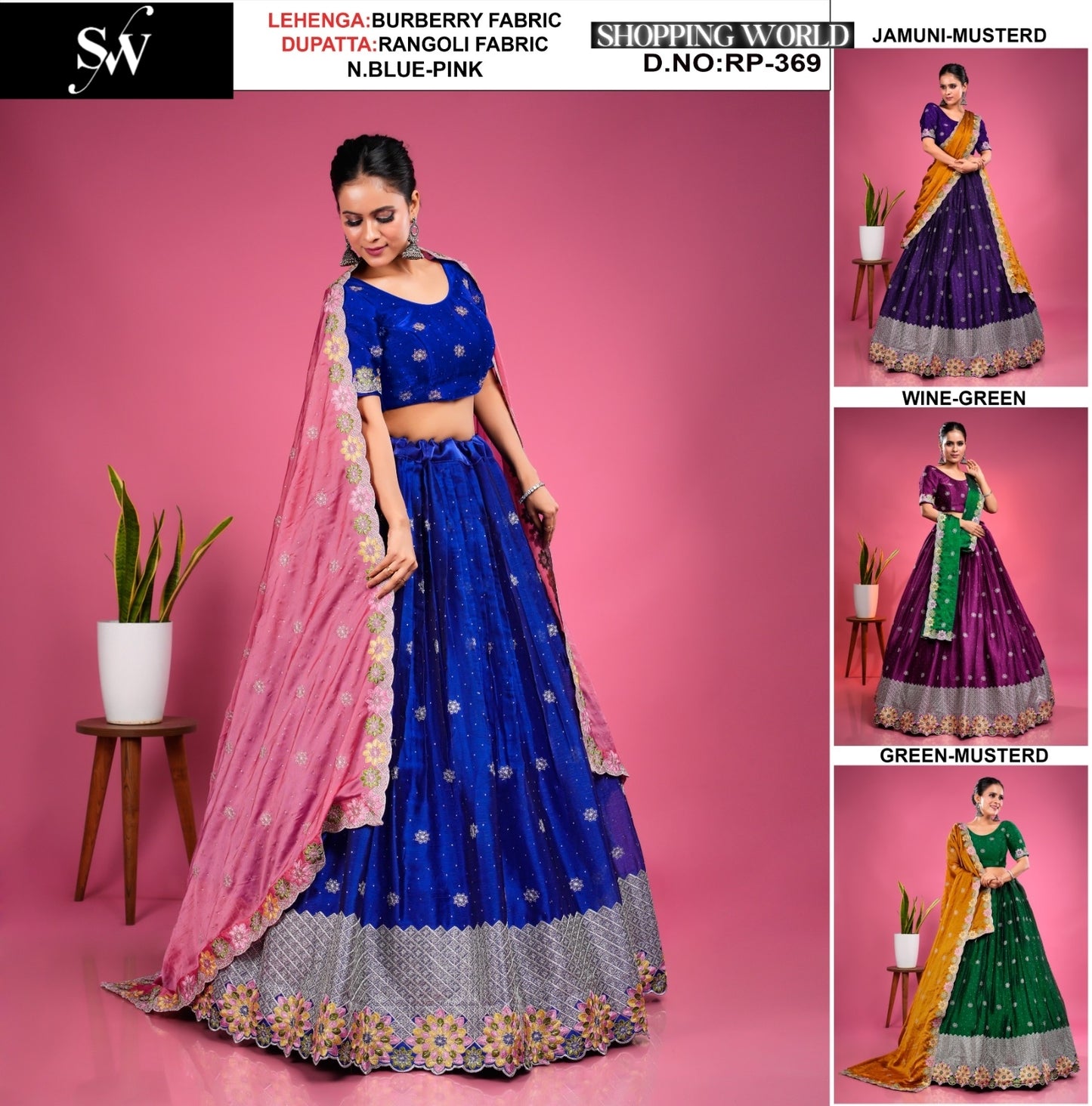 Tremendous Navy blue Burberry Lehenga