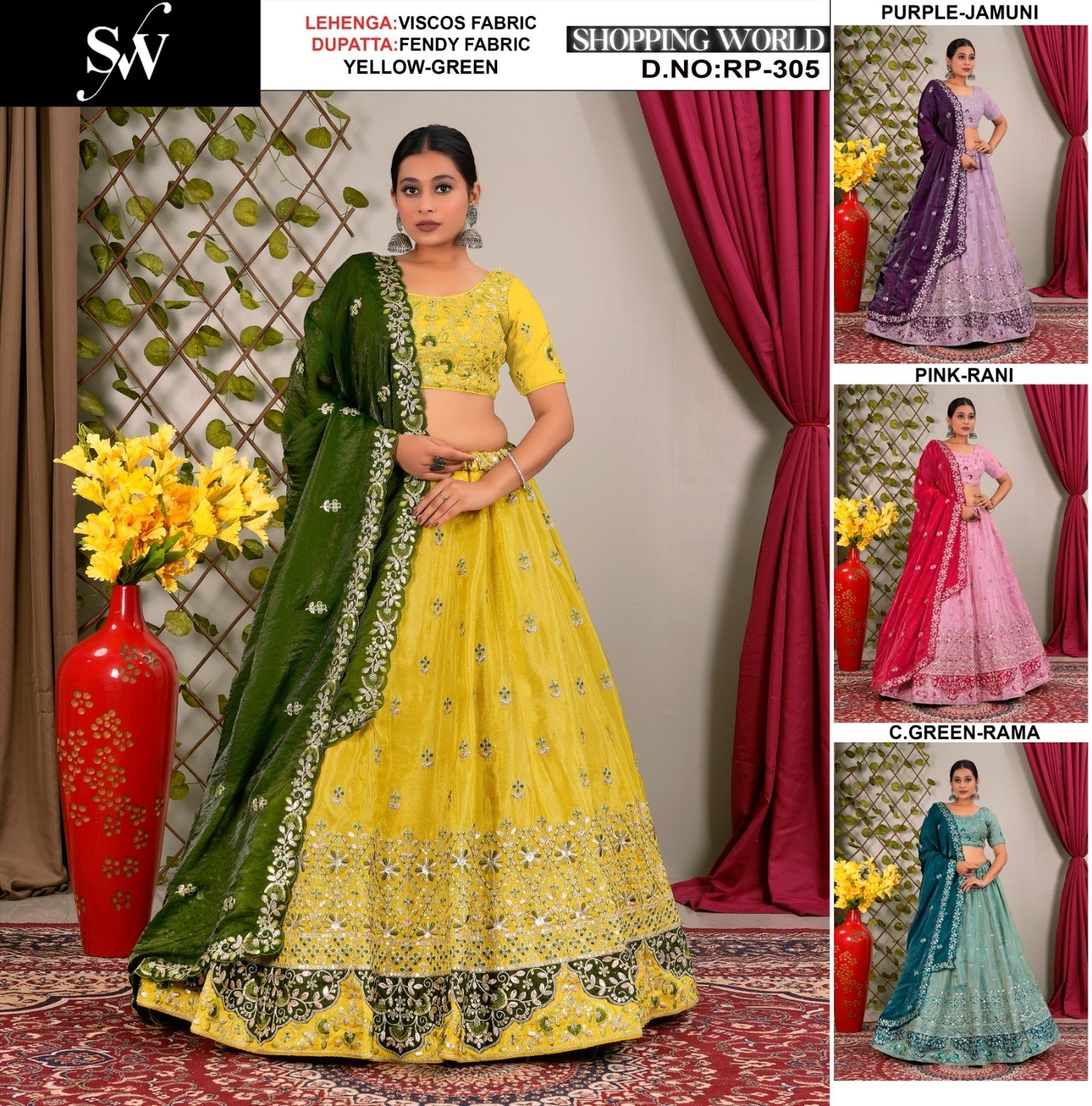 Khoobsurat yellow Viscos Lehenga