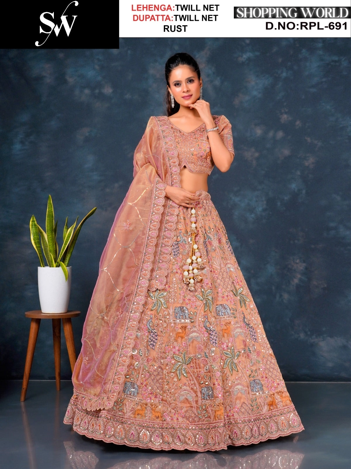 Attractive Sea green peacock Twill Net Lehenga