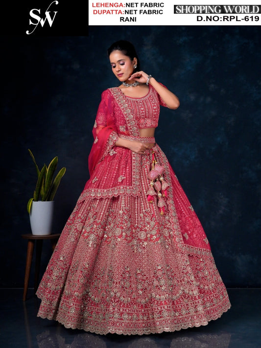 Good looking Rama green Net Lehenga