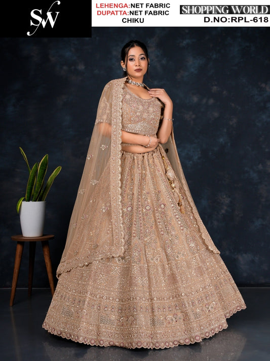 Designer Lemon green Net Lehenga