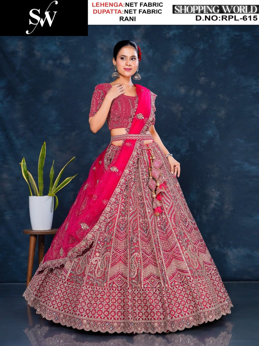 Embellished Golden Chiku Net Lehenga