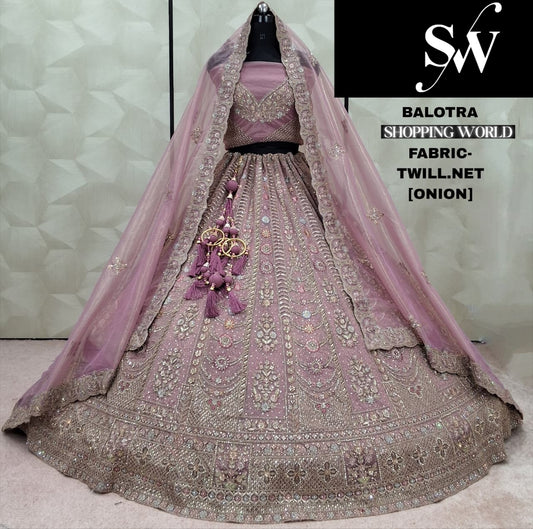 Glamorous Golden Chiku Twill net Lehenga
