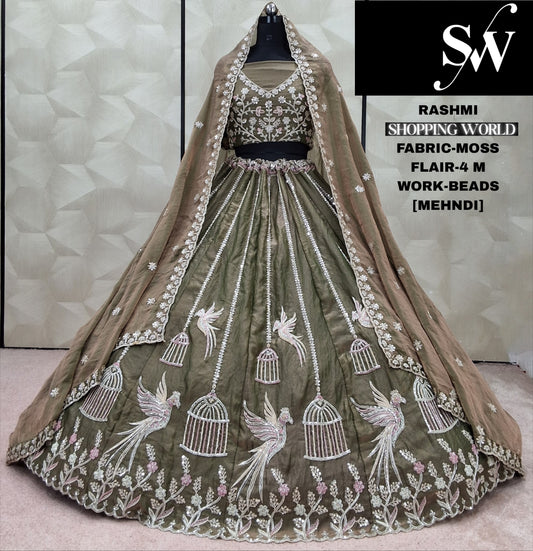 शानदार गजरी पिंक मॉस पैरेट लेहंगा