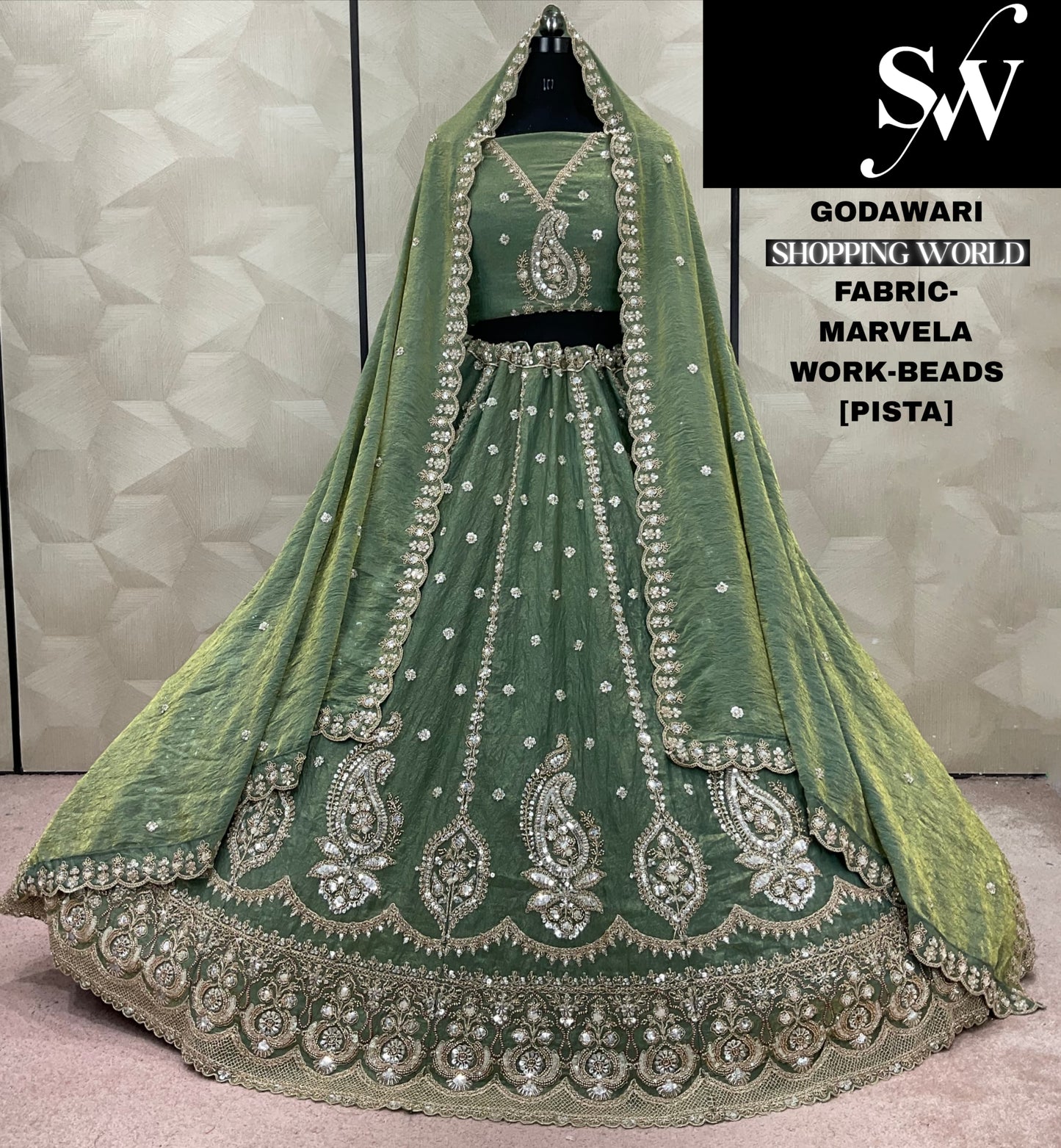 Charming orange Beads Marvela Lehenga