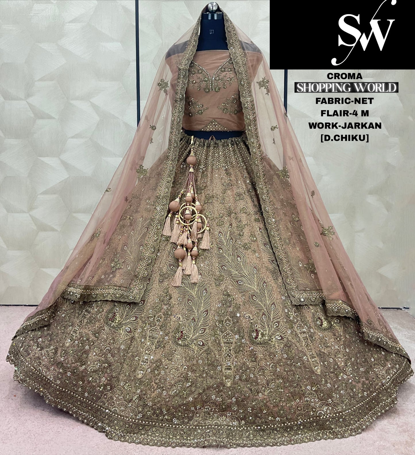 Fabulous Gajri pink Jarkan Net Lehenga