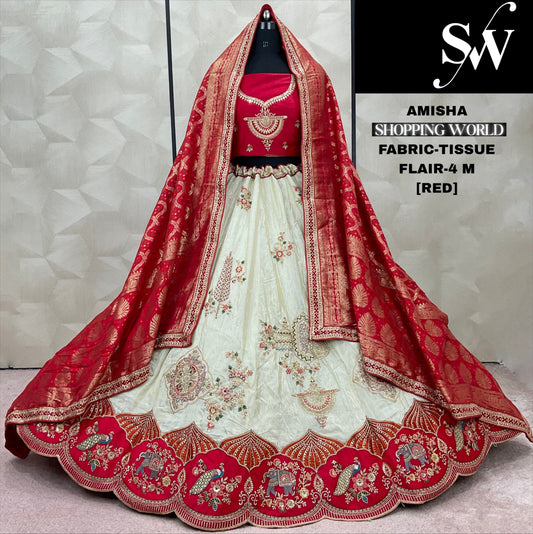 Engaging Rani pink Tissue Lehenga