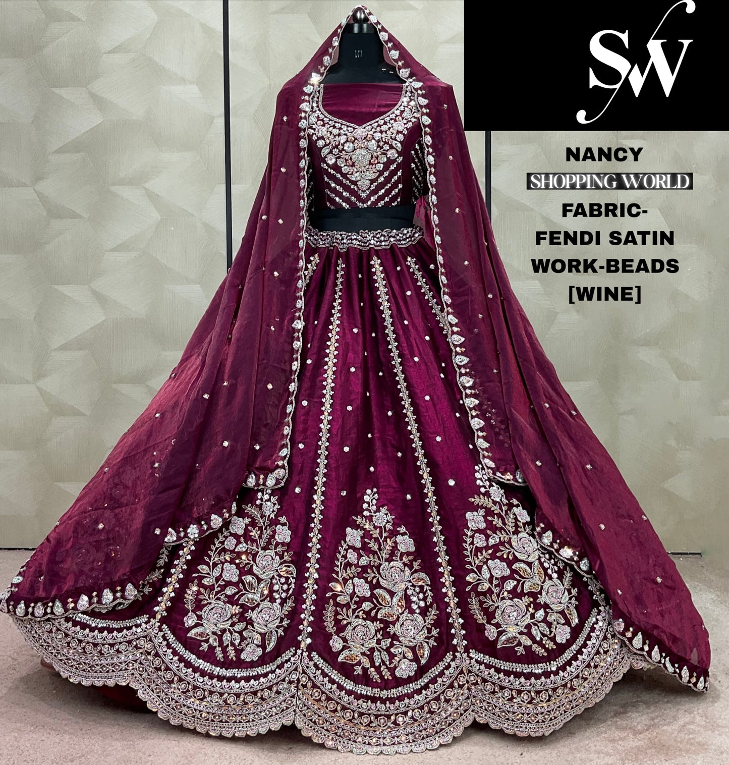 Something different mustard Beads Fendi Satin Lehenga