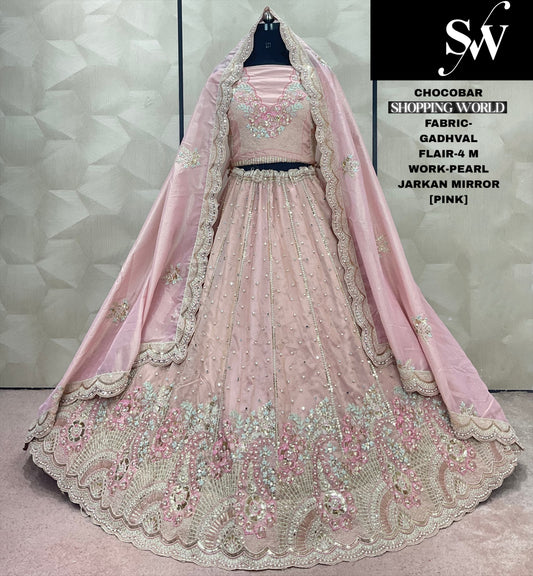 Embellished Lavender Jarkan mirror Gadhval Lehenga