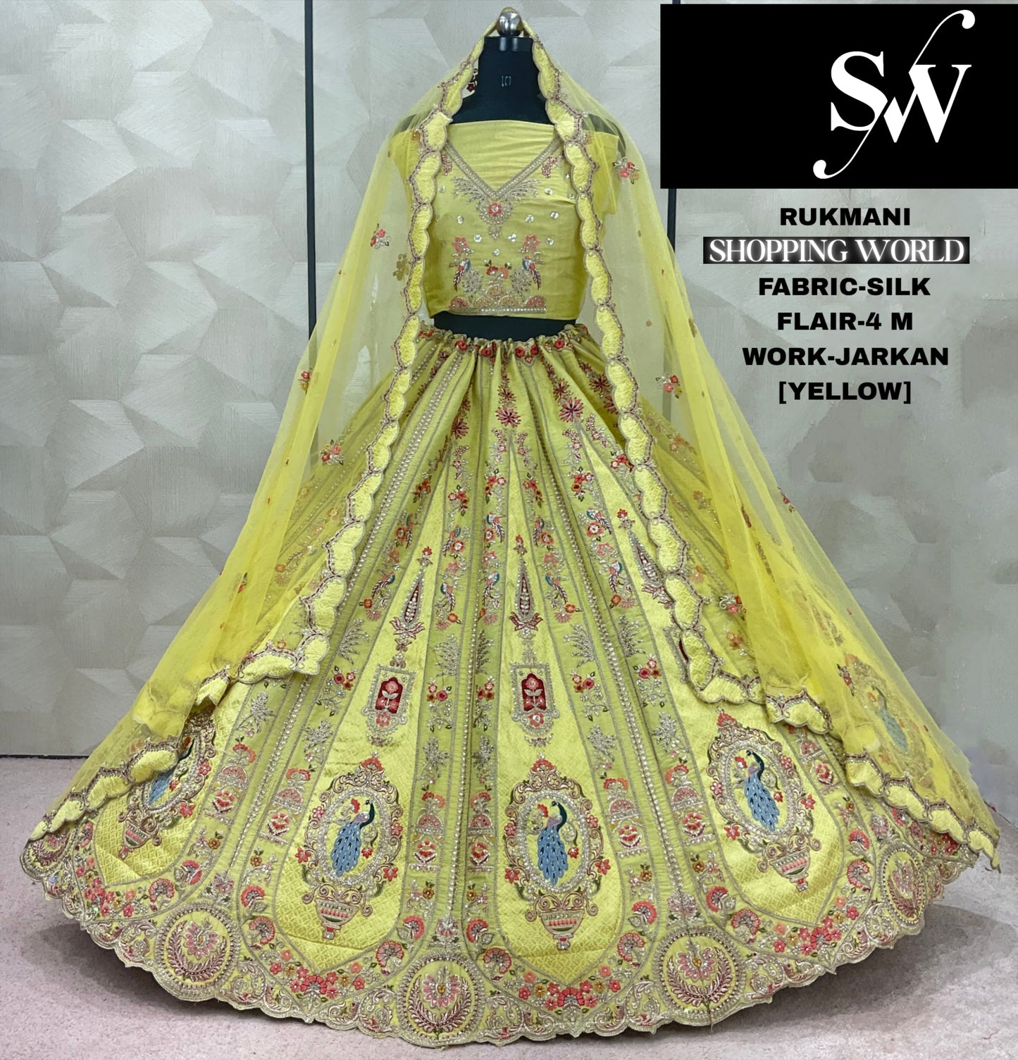 Beautiful pink peacock Jarkan Work Silk Lehenga