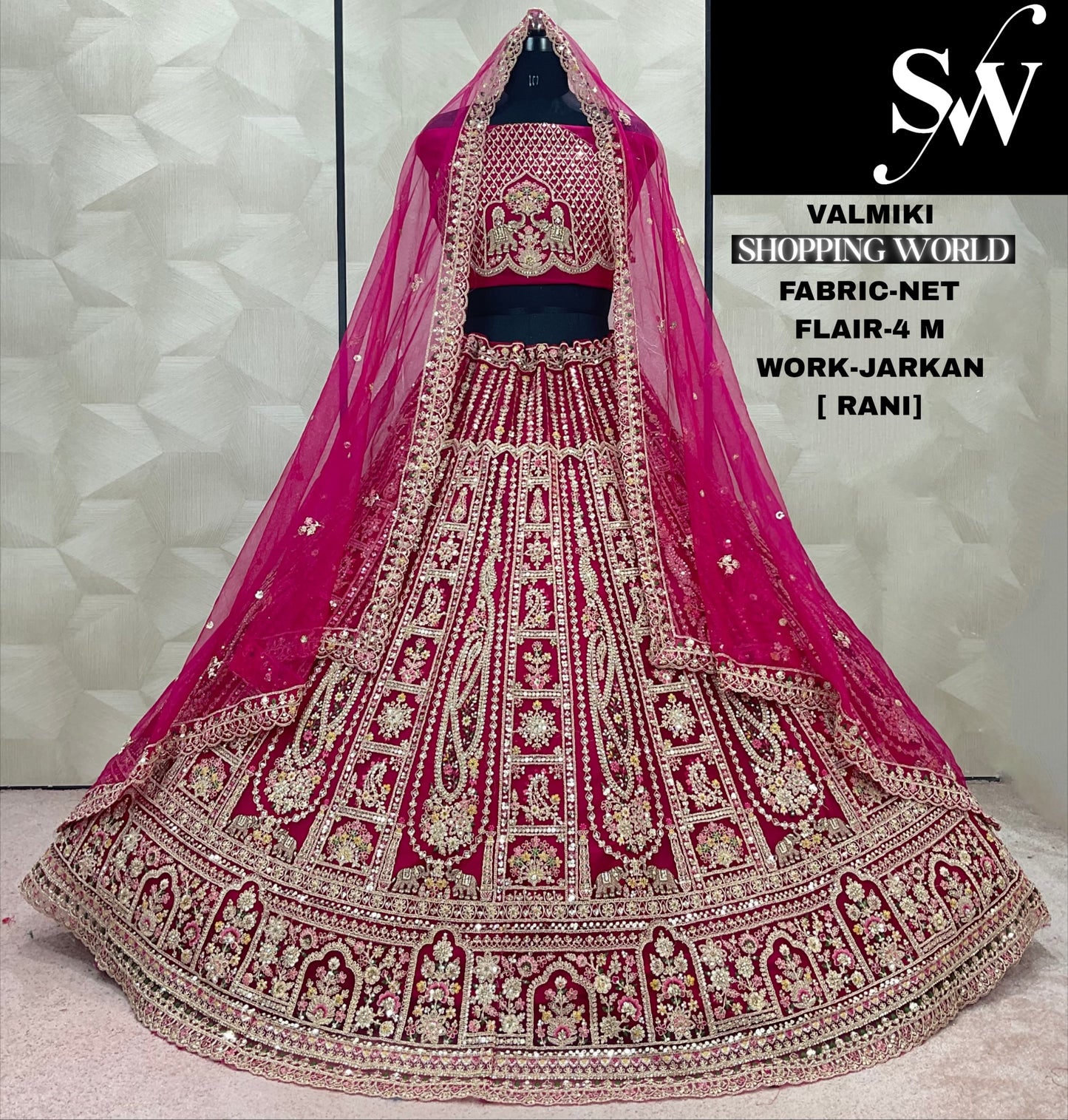 Astonishing wine Jarkan Work Net Lehenga